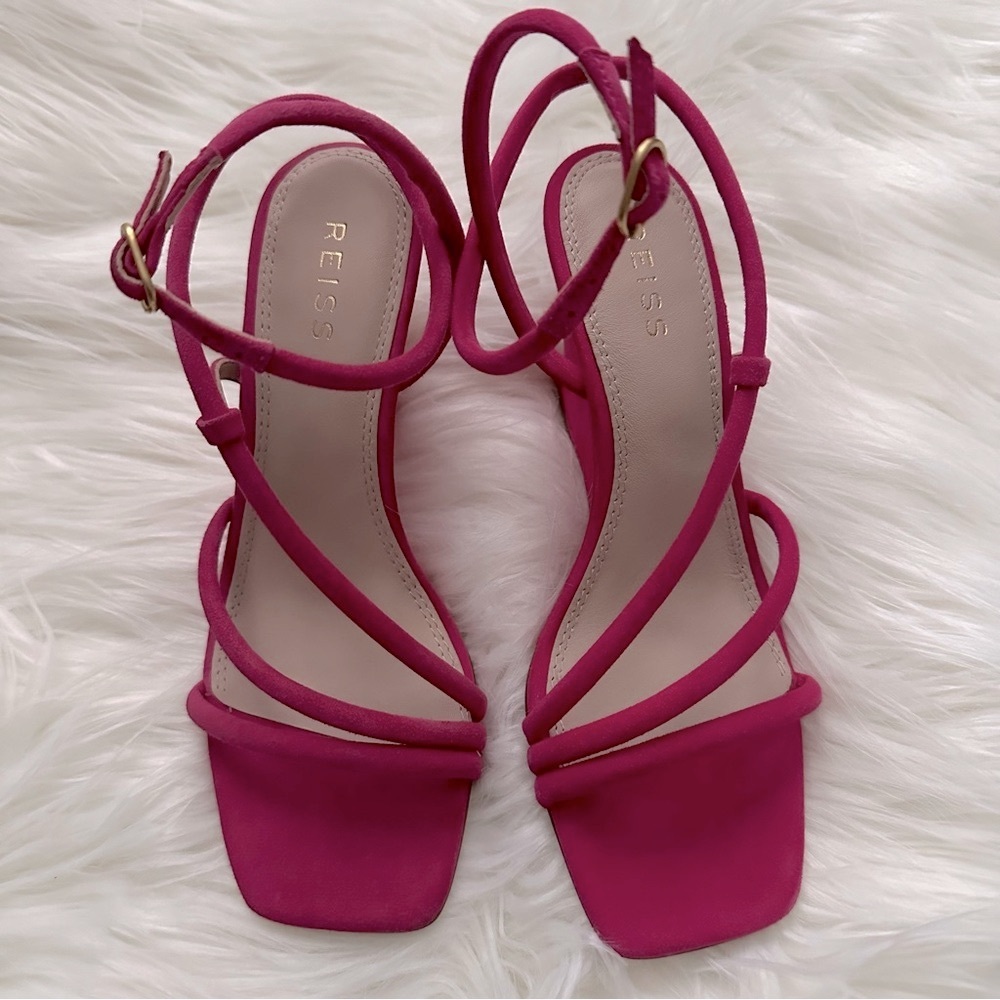 REISS Cassie Suede Strappy Wedge Heels